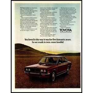 1971 Toyota Corona 4 Door Sedan Vintage Print Ad Nature Field Hills Wall Art
